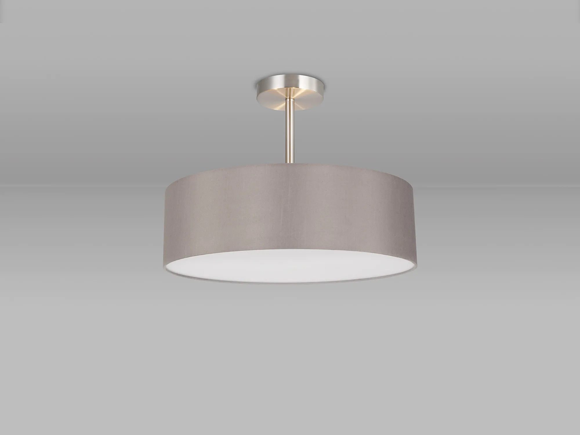 Baymont 45cm Semi Flush 3 Light Satin Nickel, Grey/White DK0714  Deco Baymont SN GR